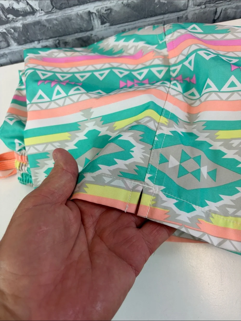 chubbies Aztec Print Athletic Shorts in Mint & Coral